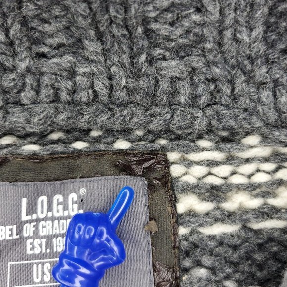 H&M LOGG Sweater Men Medium Gray White 1/4 Button Hand Knitted Pullover Wool - Picture 5 of 12